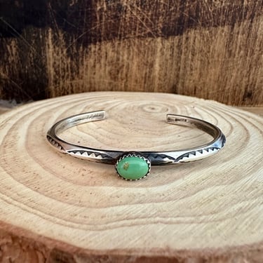 DAINTY GREEN TURQUOISE Bracelet 16g | Sterling Silver Cuff | Navajo Native American Indian Style Jewelry | Southwestern, Boho, Hippie 