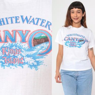 Vintage White Water Canyon T-Shirt 80sKings Island Ohio Screen Stars  50/50 Graphic Tee 1980s White Theme Park Shirt Single Stitch Small xs 