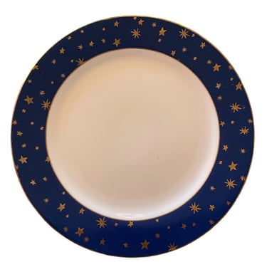 Vintage 90s Set of 4 Galaxy Ceramic Plates Cobalt Blue With Golden Stars by Sango 