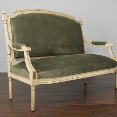 19th Century French Louis XVI Style Painted Loveseat or Settee 