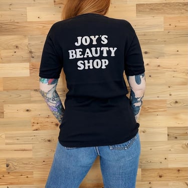 70's Vintage Joy's Beauty Shop Black Ringer Tee Shirt T-Shirt Top 