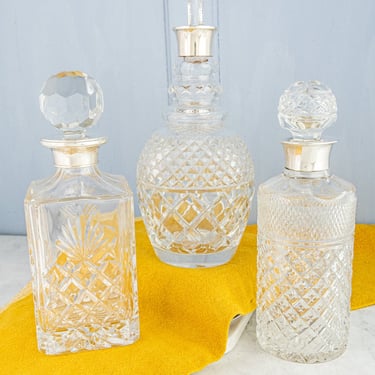 Vintage English Sterling &amp; Crystal Decanter