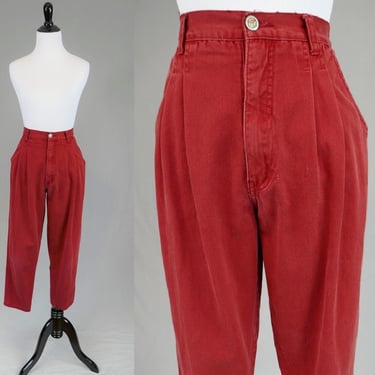 80s 90s Bill Blass Jeans - 28 29 30 waist - Pleated Relaxed Tapered - Cotton Denim Petites Pants - Vintage 1980s 1990s - 25