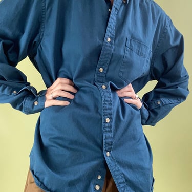 vintage slate blue heavy cotton menswear blouse 