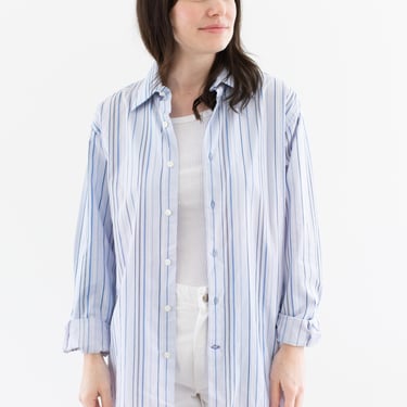 Vintage GAP Light Blue Stripe Button up Shirt | Unisex 100 Cotton Work Studio Tunic | S M | 