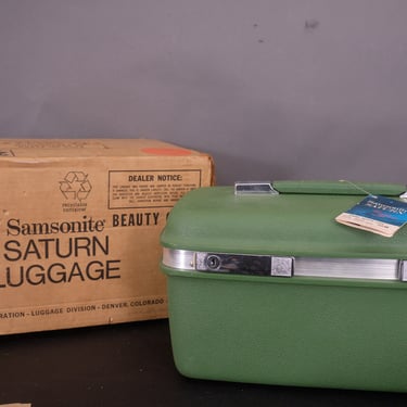Vintage Samsonite Saturn Train Makeup Case Luggage Unused w/ Keys, Tray, Mirror 