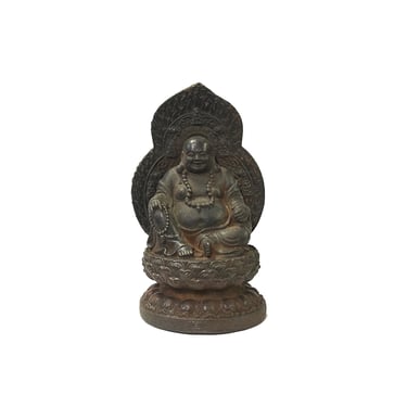 Vintage Iron Metal Finish Rustic Happy Buddha Display Figure ws3564E 