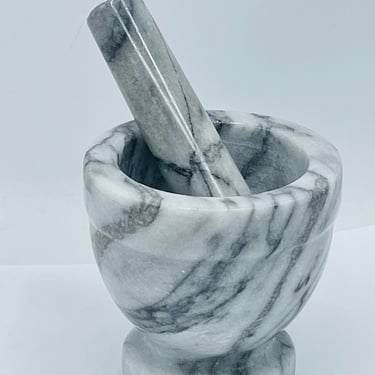 Vintage Marble Mortar and Pestle-Gray- Perfect for your Kitchen- Unused Condition 
