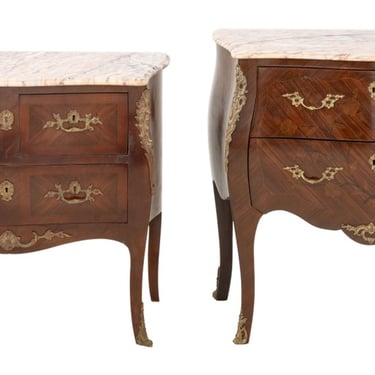 Louis XVI Style Pink Marble Top Bombe Commode, 2