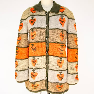 1960s Sweater Wool Knit Cardigan Italy M 