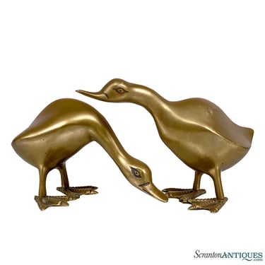 Vintage Traditional Brass Mallard Duck Sculptures - A Pair