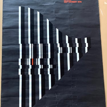 Dan Reisinger 1976 Vintage Mid Century Modern Israel Harp Contest Poster 