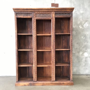 Large Brown Three-Bay Bookcase