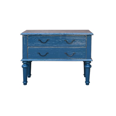 Rough Wood Blue Lacquer 2 Drawers Sideboard Credenza Table Cabinet ws3291E 