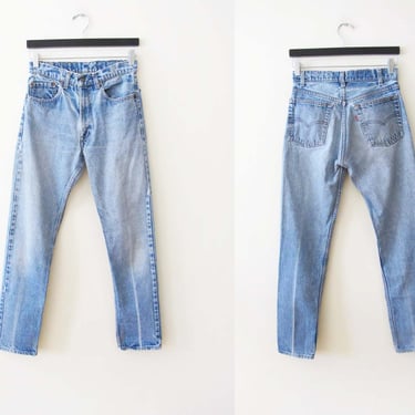 Vintage Levis 505 Jeans 27 - 80s Zip Fly Levis Denim - High Waist Straight Leg Levis - Distressed Worn In Faded Levis Jeans 