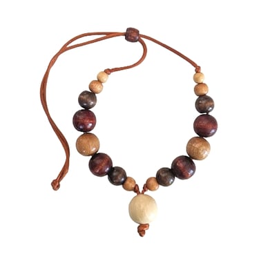 vintage 70's wood bead necklace (Size: OS)