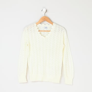 Vintage 1960s Lacy Knit Sweater - sixties, pointelle, pullover - Women's M 