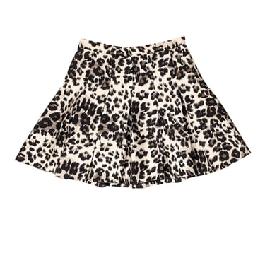 Diane von Furstenberg - Beige & Black Leopard Print Pleated Skirt Sz 6