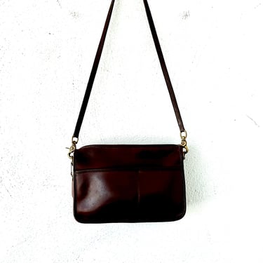 Vintage Coach 1970s 1980s Bag // Brown Leather Minimalist Purse 