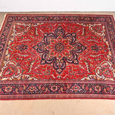 Vintage Hand-Knotted Persian Heriz Room Size Rug