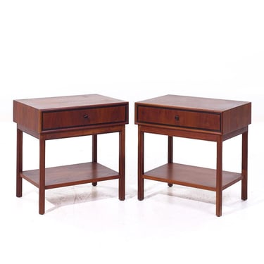 Jack Cartwright for Founders Mid Century Walnut Nightstands - Pair - mcm 