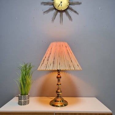 Brass Danish table lamp with big shade from the 60s/70s 