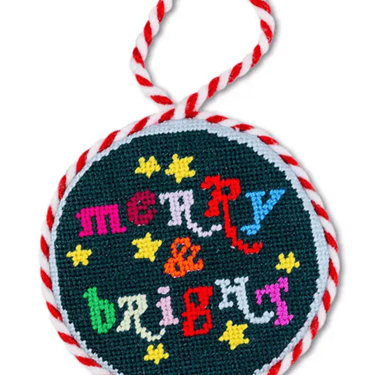 Needlepoint Ornament - Merry & Bright