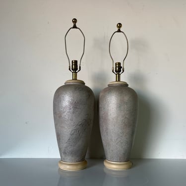 80's Vintage Handmade Ceramic Table Lamps - a Pair 