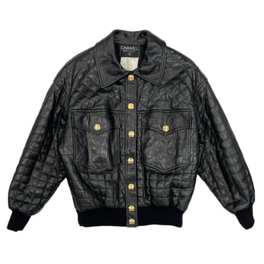 Chanel Black Leather Bomber Jacket