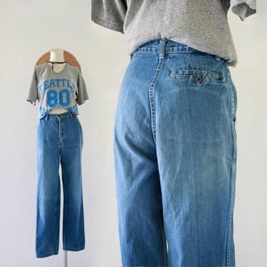 80s high waist jeans - 27 - vintage straight leg womens blue jean pants denim flat front 1980s normandee rose 