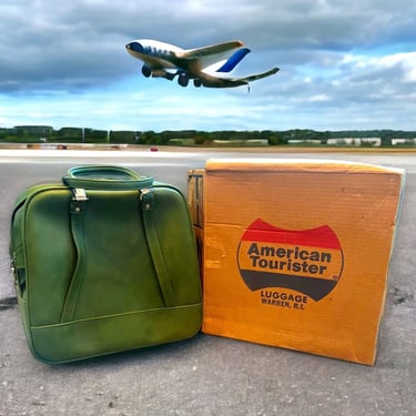 Vintage American Tourister Green Tote Bag 1012 with Original Box 