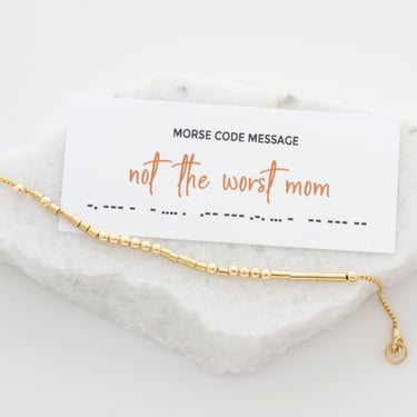 Not The Worst Mom Morse Code Bracelet, Mother's Day Gift for Mom, Humorous Gift for Mom, Gift for Friend, LEILAJewelryShop 