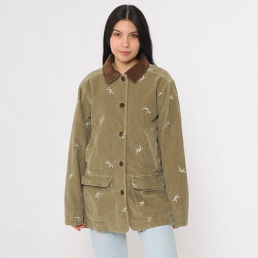 LL Bean Corduroy Chore Coat Olive Embroidered Hunting | Shop Exile
