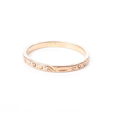 Estate Stamped 14K Gold Ring, Vintage Sun Carved Gold Band, Simple Gold Jewelry, Size 6 1/4 