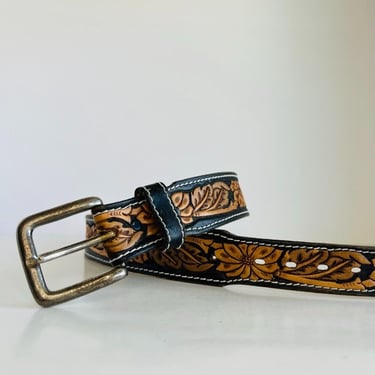 Chambers Vintage Handmade in TX Genuine Leather Hand Painted WENDY Belt - Small 