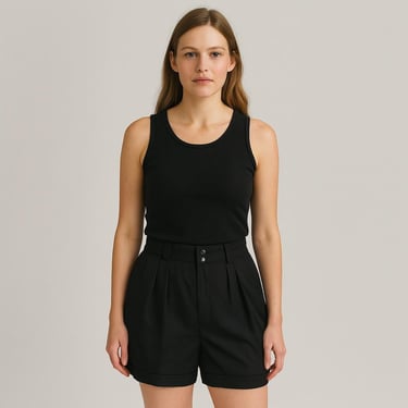 high waisted shorts 80s 90s vintage Jones New York black trouser shorts 