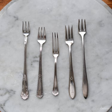 Eclectic Collection of Vintage Silver Plated Relish Forks 