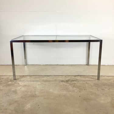 Vintage Modern Chrome and Glass Dining Table- Baughman Style 