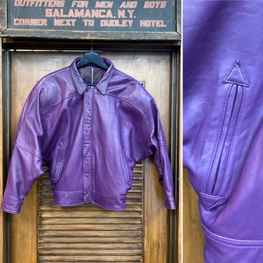 Vintage 1980’s Purple Batwing New Wave Avant Garde Leather Jacket, 80’s Western Wear, Vintage Clothing 