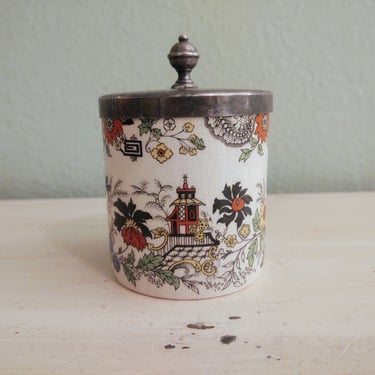 Vintage Beautiful Sandland Hanley Stafforshire Made in England Porcelain Jam Jar No Utensil 
