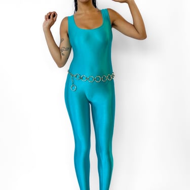 1980s Turquoise Unitard, sz. XS-M