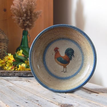 Monroe Salt Works rooster plate / transferware salt glaze plate / rooster pottery dish / cottage farmhouse kitchen / collectable pottery 