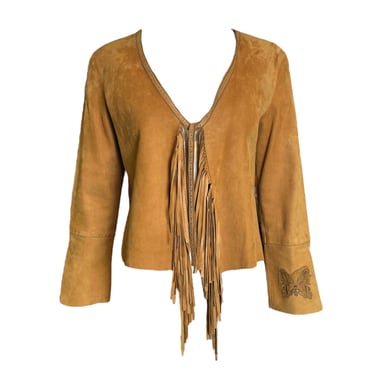 Cavalli 2000s Suede Fringe Jacket with Butterfly Patch