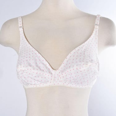 38B France Vintage Bra Lingerie Pink Polka Dots BY DIM Soft Cup 1970's, 1980's 