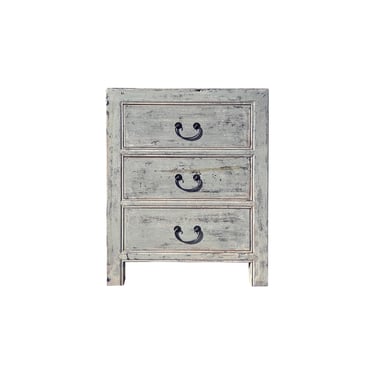 Distressed Pale Gray Marks 3 Drawers End Table Nightstand ws4439E 