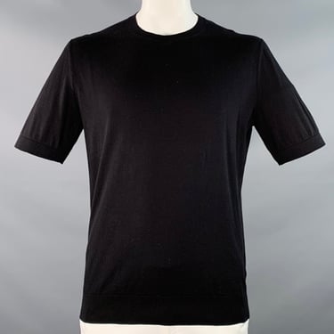 ZEGNA Size L Black Cotton Jersey Short Sleeve Crew Neck T-shirt