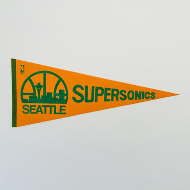 Vintage 1970s Seattle Supersonics Basketball Pennant 