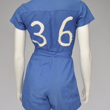 1940s blue cotton gym uniform romper XS 