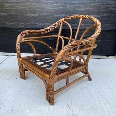 Vintage Mid Century McGuire Twisted Rattan Bentwood Arm Chair 