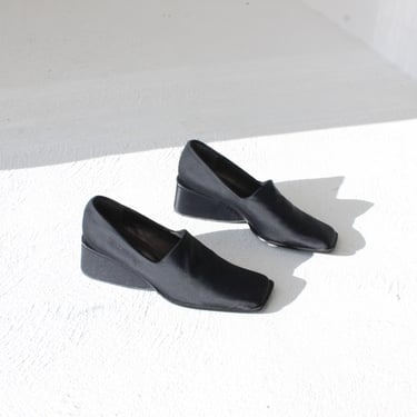 Vintage PRADA Square Toe Loafers in Black Leather | Backroom